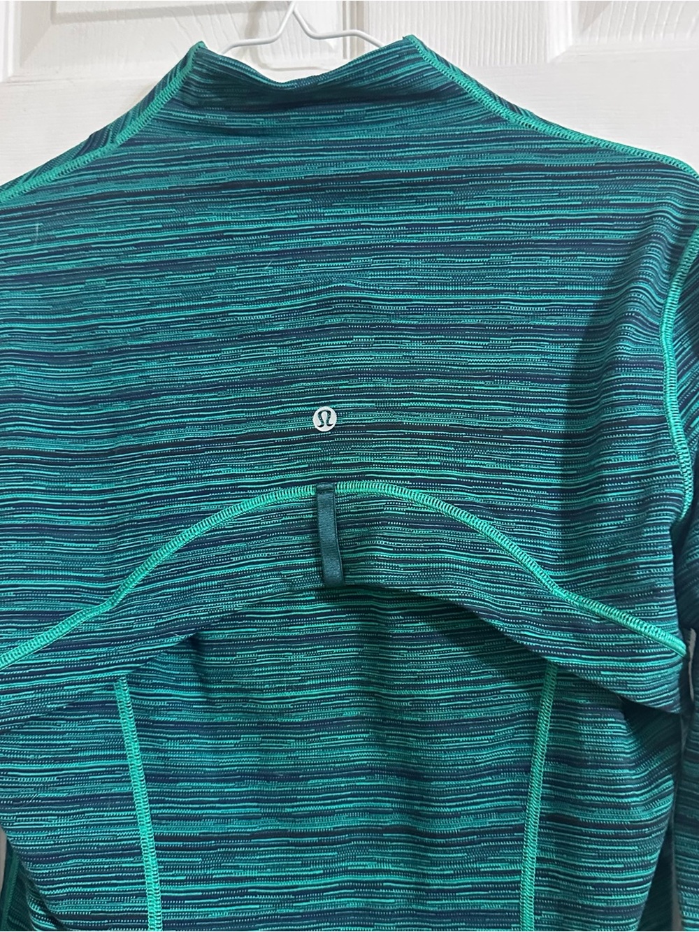 Lululemon Define Jacket Womens 10 Teal Striped Full Zip Athletic Yoga Jacket - Picture 6 of 11